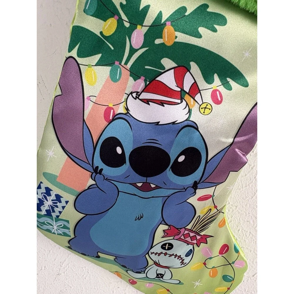 Disney Christmas Lights Stitch Stocking Green Fur Palm Tree Santa Hat 15